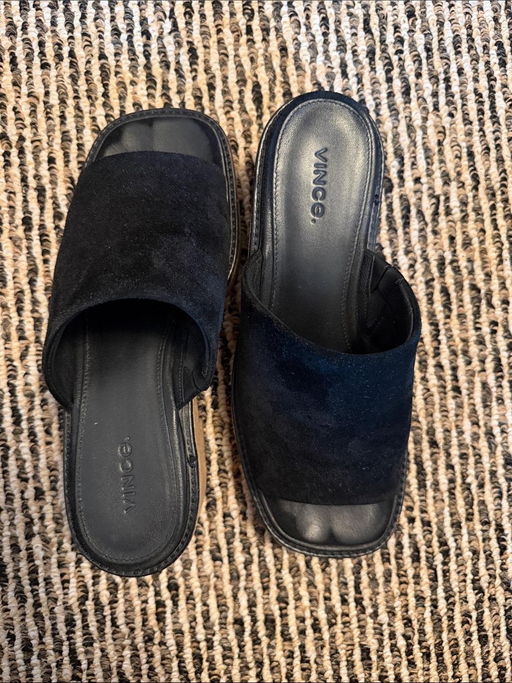 Vince Black Suede Slide Mules